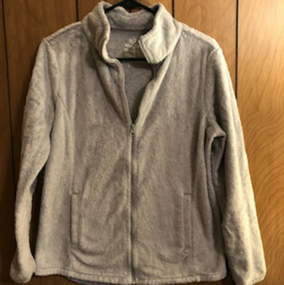 Silver fuzzy zip up